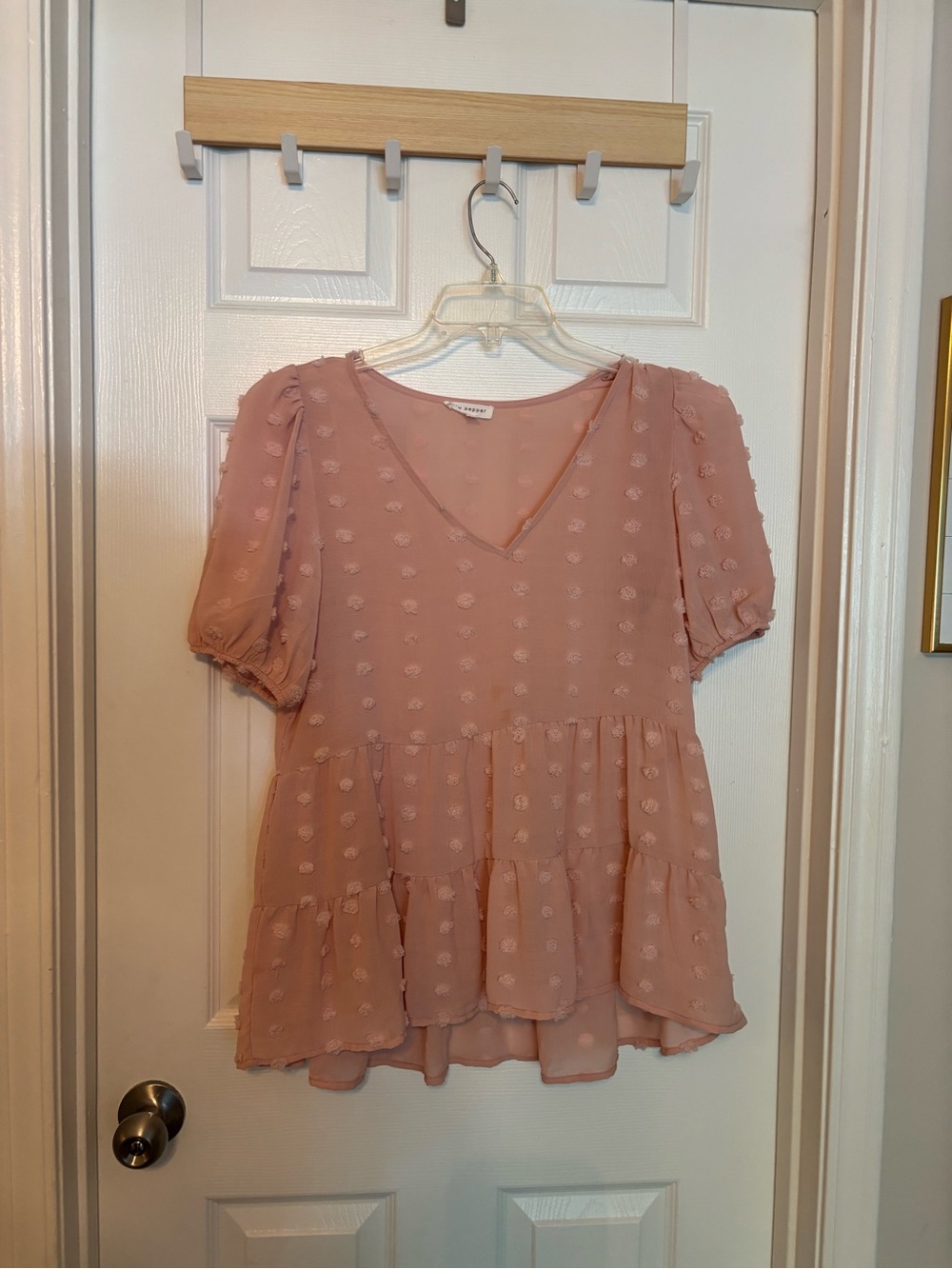 Pink Polka Dot Blouse - Size Medium